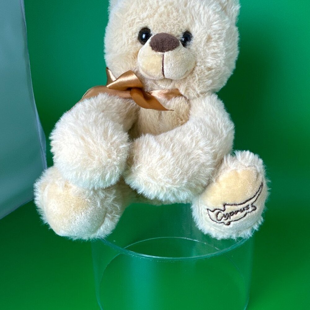 PLUSH TEDD BEAR WITH ROBBON AND EMBROIDERED "CYPRUS" ON THE LEFT PAW - Picture 3 of 9